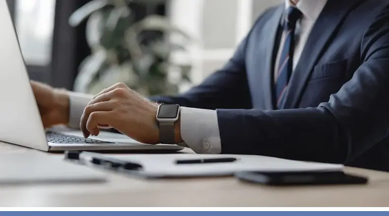 Attorney typing on computer